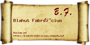 Blahut Fabrícius névjegykártya